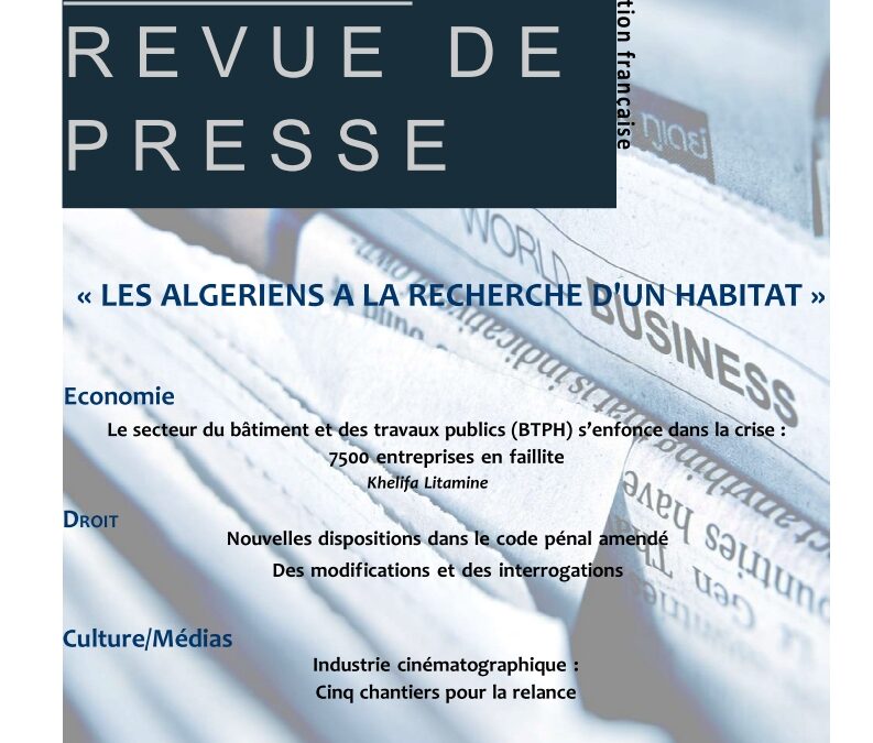 Nouvelle Revue de presse  du CDES d’Oran en français et en arabe