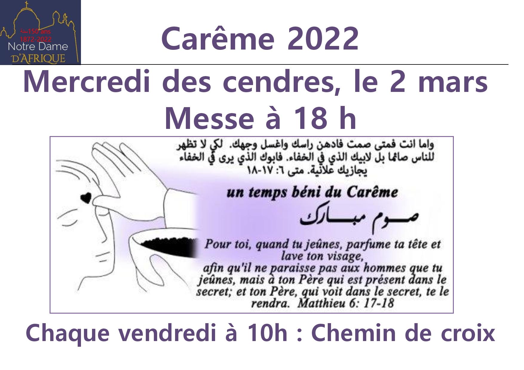 Messe en de caême 2022 à Notre Dame d'Afrique Alger