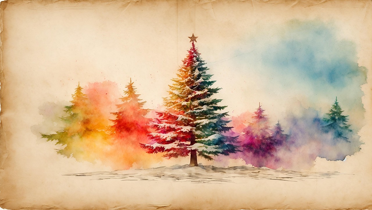 Sapin de noël en aquarelle